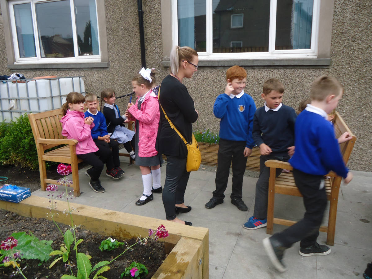 The primary school Garden Gang at work in 2018